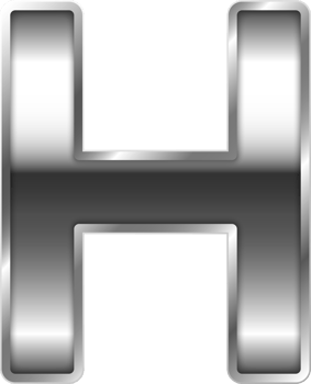 Silver Shiny Metal Alphabet Letter H png