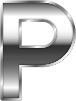 Silver Shiny Metal Alphabet Letter P png