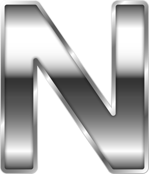 Silver Shiny Metal Alphabet Letter N png