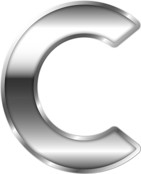Silver Shiny Metal Alphabet Letter C png