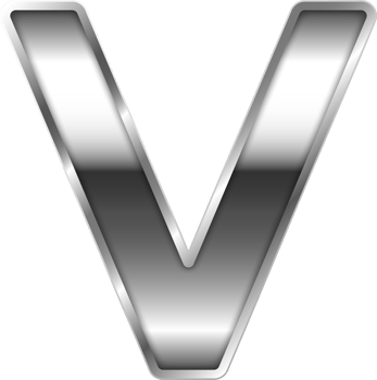 Silver Shiny Metal Alphabet Letter V png