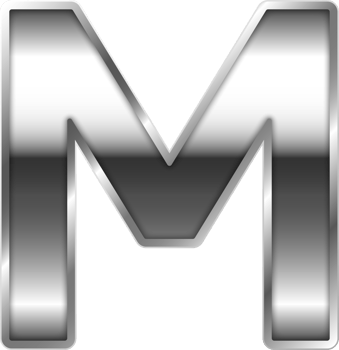 Silver Shiny Metal Alphabet Letter M png