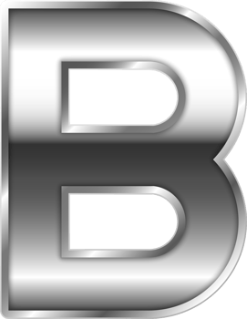Silver Shiny Metal Alphabet Letter B png