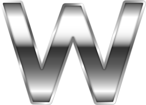 Silver Shiny Metal Alphabet Letter W png