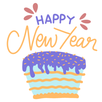 Happy new year cake element png
