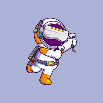 Cute Astronaut Playing Game VR In Space. Science Technology Icon Concept vector