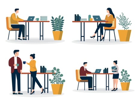 Set of People Working Illustration vector