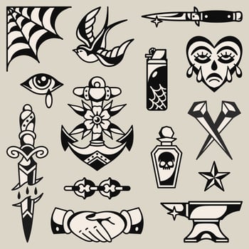 Old school tattoo flash vector