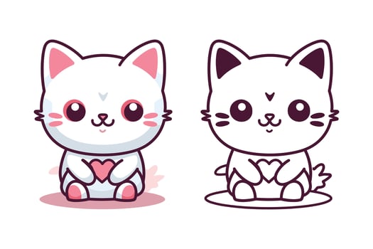 Valentines Day Kawaii cat icon vector. Cat icon. Valentines Day. Kawaii cat icon vector