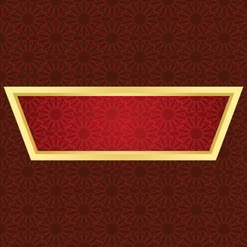 Red text box abstract islamic shape banner vector