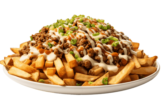 AI generated Chili Cheese Fries on a Transparent Background. AI png