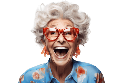 AI generated Happy Grandmother's Face Shot Isolated on Transparent Background. AI png