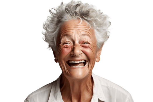AI generated Happy Grandmother's Face Shot Isolated on Transparent Background. AI png