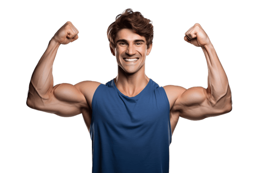 AI generated Happy Male Athlete Flexing Muscle - Face Shot Isolated on Transparent Background. AI png