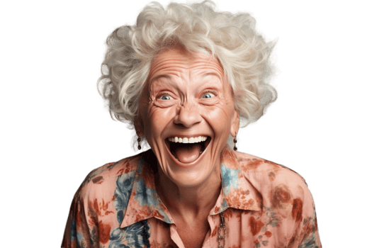 AI generated Happy Grandmother's Face Shot Isolated on Transparent Background. AI png