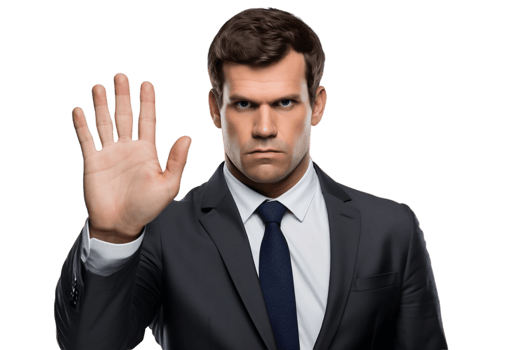 AI generated Serious Businessman with Stop Hand Gesture, Isolated on Transparent Background. AI png