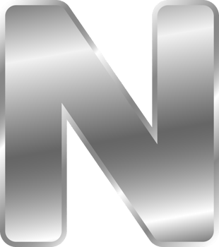 Silver Alphabet Letter N png