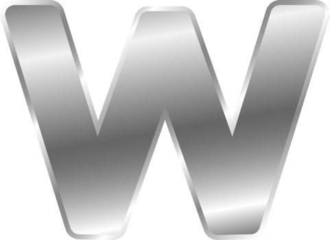 Silver Alphabet Letter W png