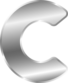 Silver Alphabet Letter C png