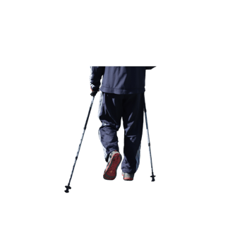 Elderly person walking with the help of crutches- png