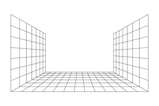 Perspective grid room background vector illustration.