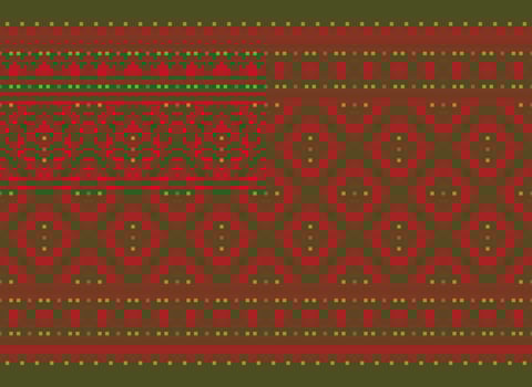 Cross Stitch Embroidery. Ethnic Patterns. Native Style. Traditional Design for texture, textile, fabric, clothing, Knitwear, print. Geometric Pixel Horizontal Seamless Vector. vector