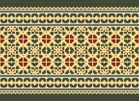 Geometric ethnic pattern. Pixel pattern. Design for clothing, fabric, background, wallpaper, wrapping, batik. Knitwear, Embroidery style. Aztec geometric art ornament print. Vector illustration.