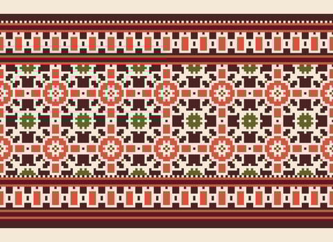 cross stitch traditional ethnic pattern paisley flower Ikat background abstract Aztec African Indonesian Indian seamless pattern for fabric print cloth dress carpet curtains and sarong vector