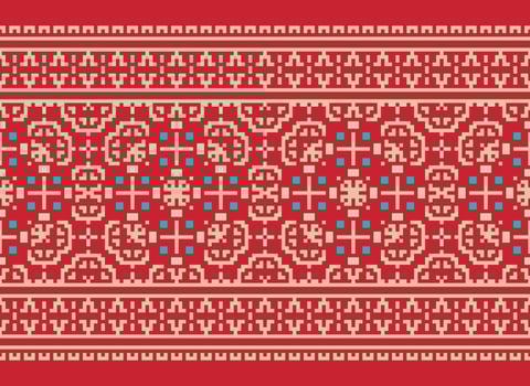 Geometric patterns of modern stylish texture. Borders in the form of a pixel ornament for embroidery, ceramic tiles and textile interior design elements. Seamless illustration vector