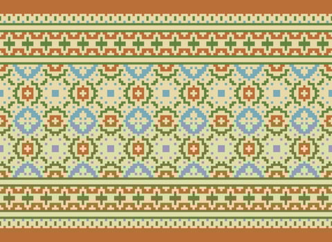 Ethnic geometric fabric pattern Cross Stitch.Ikat embroidery Ethnic oriental Pixel pattern blue background. Abstract,vector,illustration. Texture,clothing,frame,decoration,motifs,silk wallpaper. vector