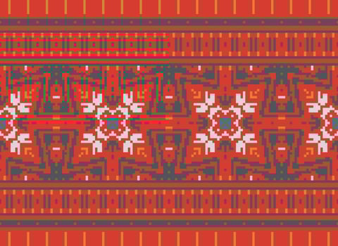 Nature vintages cross stitch traditional ethnic pattern paisley flower Ikat background abstract Aztec African Indonesian Indian seamless pattern for fabric print cloth dress carpet curtains and sarong vector