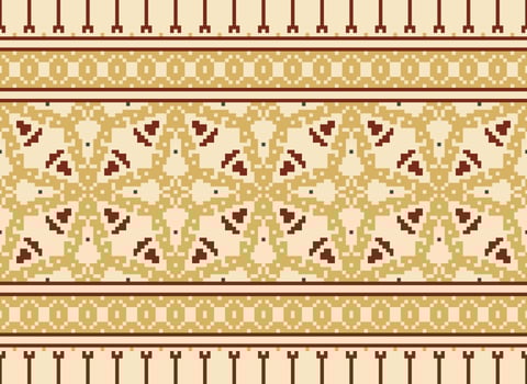 Cross Stitch Border. Embroidery Cross Stitch. Ethnic Patterns. Geometric Ethnic Indian pattern. Native Ethnic pattern.Texture Textile Fabric Clothing Knitwear print. Pixel Horizontal Seamless Vector. vector