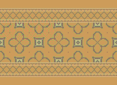 Vintages Cross Stitch Traditional Ethnic Pattern Paisley Flower Ikat Background Abstract Aztec African Indonesian Indian Seamless Pattern for Fabric Print Cloth Dress Carpet Curtains and Sarong vector