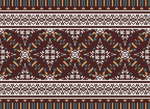 African cross stitch embroidery on background.geometric ethnic oriental seamless pattern traditional.Aztec style abstract vector illustration.design for texture,fabric,clothing,wrapping,carpet.