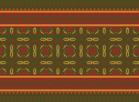 Embroidery ethnic pattern, Vector Geometric ornate background, Cross stitch retro zigzag style, Blue and yellow pattern knitting continuous, Design for textile, fabric, ceramic, digital print