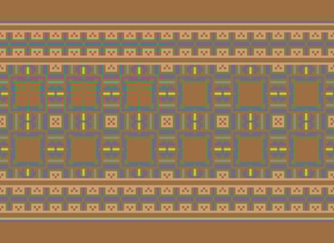 Pixel Cross Stitch pattern with Floral Designs. Traditional cross stitch needlework. Geometric Ethnic pattern, Embroidery, Textile ornamentation, fabric, Hand stitched pattern, Cultural stitching vector