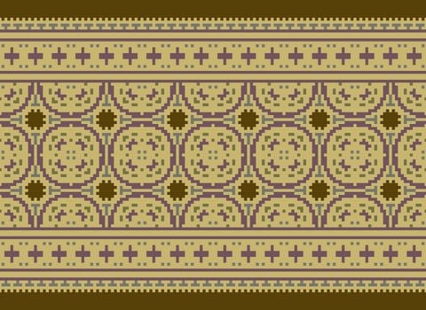 cross stitch traditional ethnic pattern paisley flower Ikat background abstract Aztec African Indonesian Indian seamless pattern for fabric print cloth dress carpet curtains and sarong vector