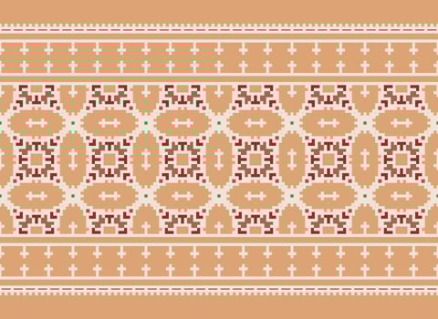 Cross Stitch. Geometric ethnic patterns. Design for Saree, Patola, Sari, Dupatta, Vyshyvanka, rushnyk, dupatta, Clothing, fabric, batik, Knitwear, Embroidery, Ikkat, Pixel pattern. Traditional Design. vector