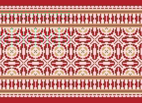 Cross Stitch. Geometric ethnic patterns. Design for Saree, Patola, Sari, Dupatta, Vyshyvanka, rushnyk, dupatta, Clothing, fabric, batik, Knitwear, Embroidery, Ikkat, Pixel pattern. Traditional Design. vector