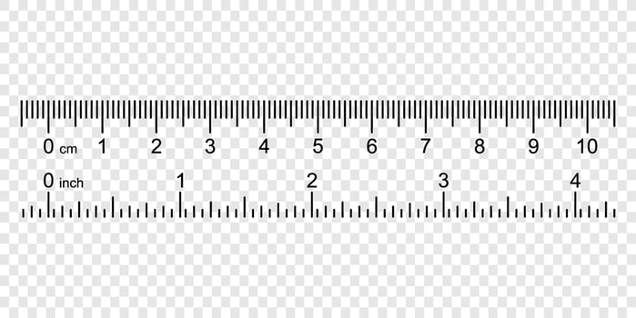 ruler with numbers for measuring length vector