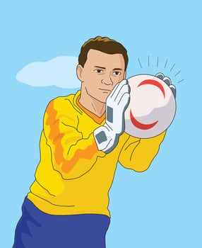 A footballer getting ready to make a goal vector