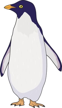 Cute penguin standing and looking at the side vector