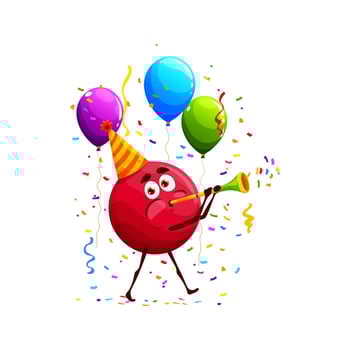 Cartoon cranberry character, birthday holiday vector