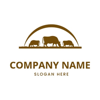 Farm logo. Template with farm landscape. Vector illustration.