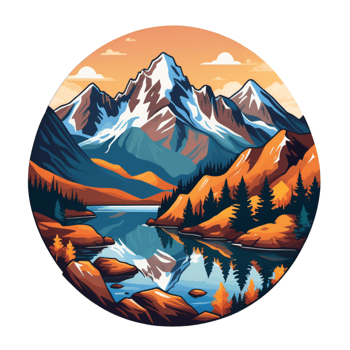 AI generated illustration of beautiful mountain and lake views png