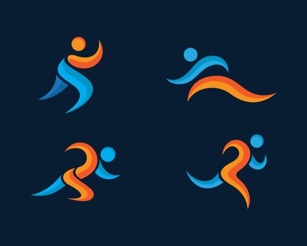 athletic set logo run set logo icon sport color logo creative sport logo vector