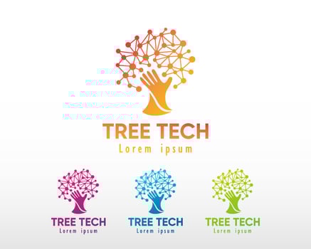 tree tech logo digital tree care tree creative full color vector