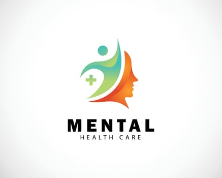 Man thinking health, passion and success logo design inspiration vector
