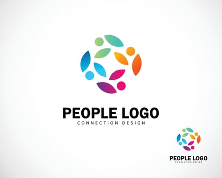 people abstract logo creative connect team grub color gradient icon design vector