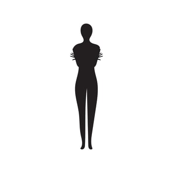 Human full body icon illustrations . Black silhouettes of men and women on a white background. Male and female gender. Figure of human body. vector